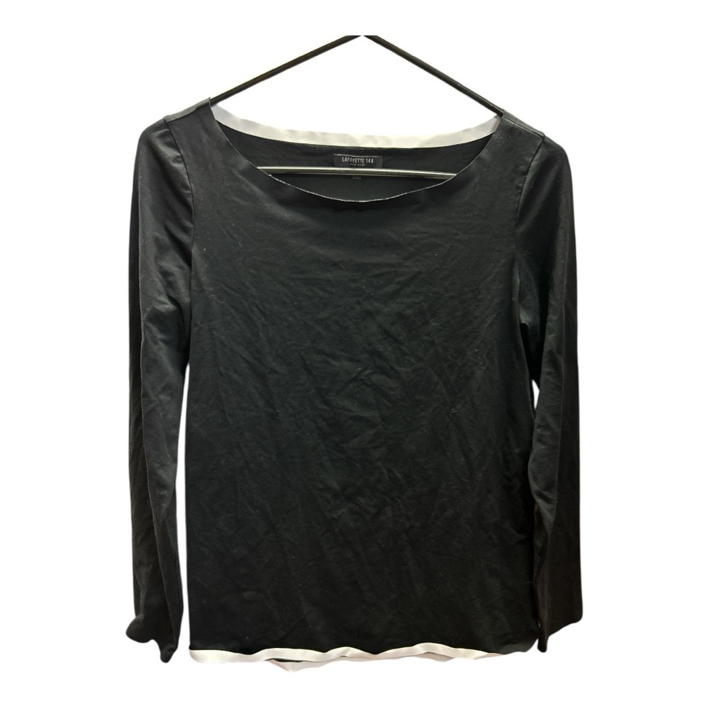 Lafayette 148 New York Black and White Long Sleeve Blouse